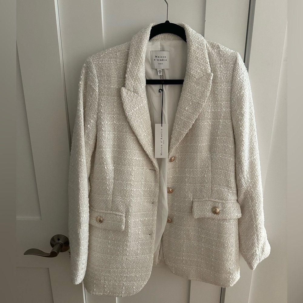 Maison d’Amélie Paris White Tweed Blazer – Size M (Never worn)